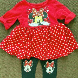 Girls 2T Minnie Mouse Tutu Top and Matching Minnie Long Bottoms Disney Minnie